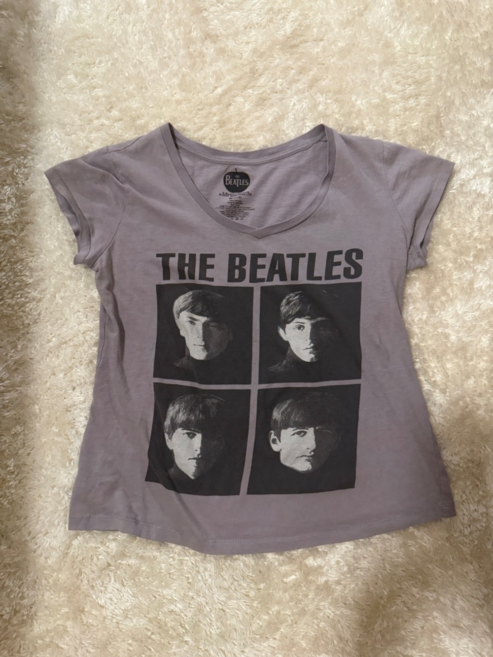 The Beatles Lavender Tee with Black Portrait Print